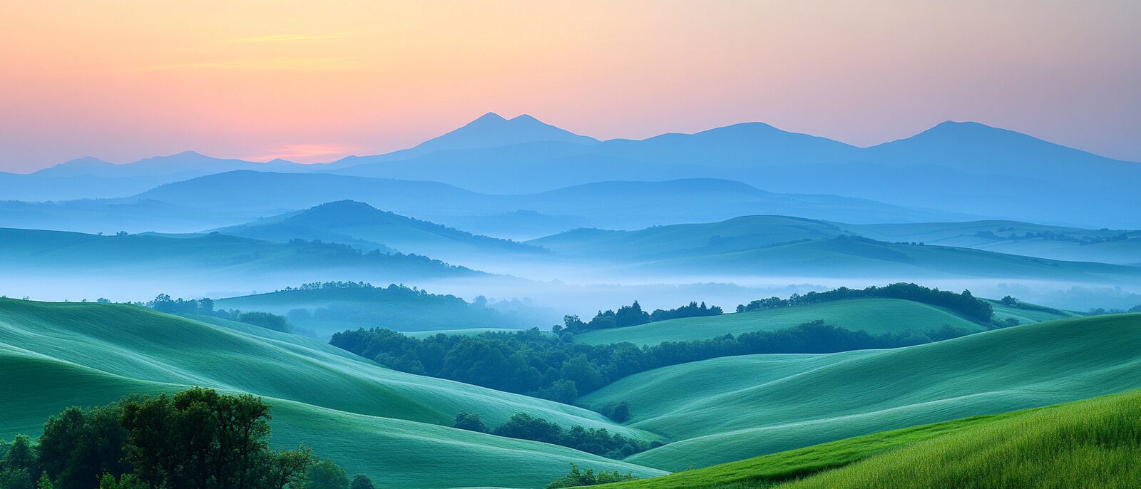 Misty Irish ridgeline at dawn